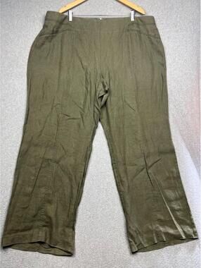 I.N.C Coastal Linen Wide Leg Pants Womens Plus 22W Green Summer Minimalist